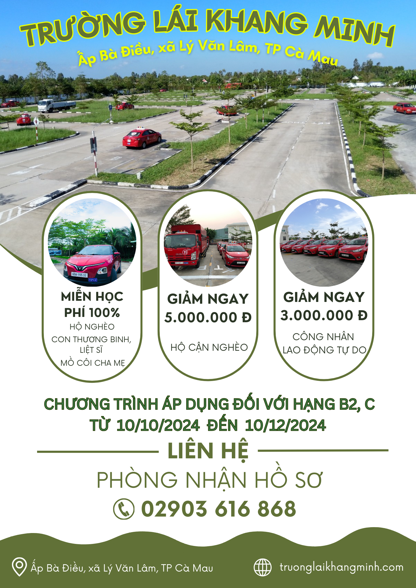 CHƯƠNG TRÌNH MIỄN, GIẢM HỌC PHÍ HỌC LÁI XE Ô TÔ (Bấm xem chi tiết)